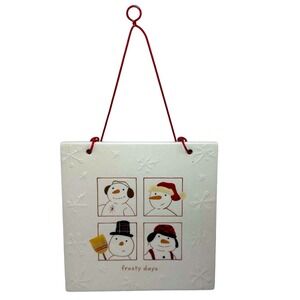 Hallmark Frosty Days Ceramic Snowman Plaque Wall Art Christmas Decor